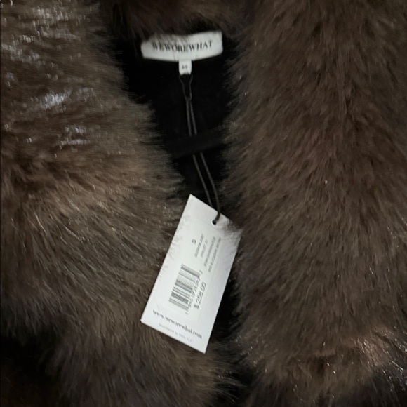 Cocoon Faux Fur Jacket in Black & Dark Brown - Picture 6 of 8